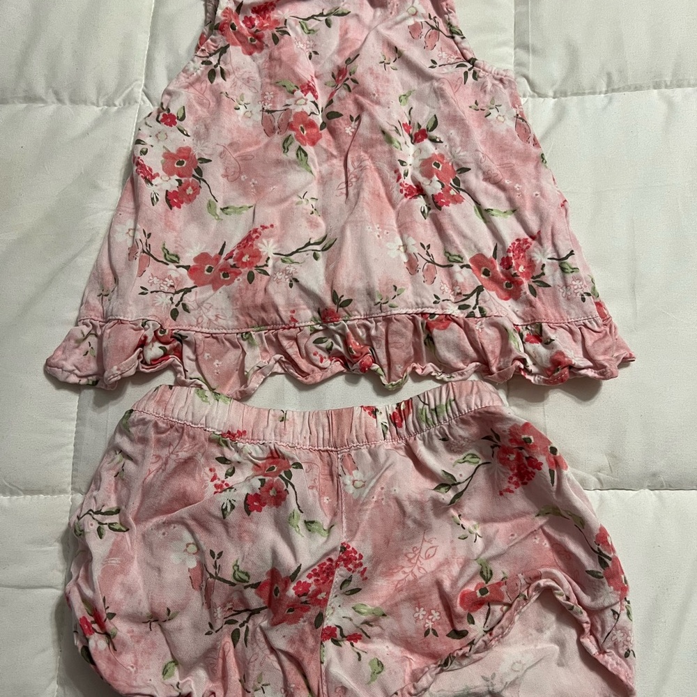 Vince Camuto Girls Floral Tank Top & Shorts Set Size 7 Pink Summer Outfit - Picture 3 of 8